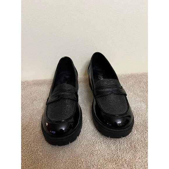 Jellypop Girl Black Faux Leather with Metallic Glitter Accents Size 4M (Girls) - Picture 2 of 6